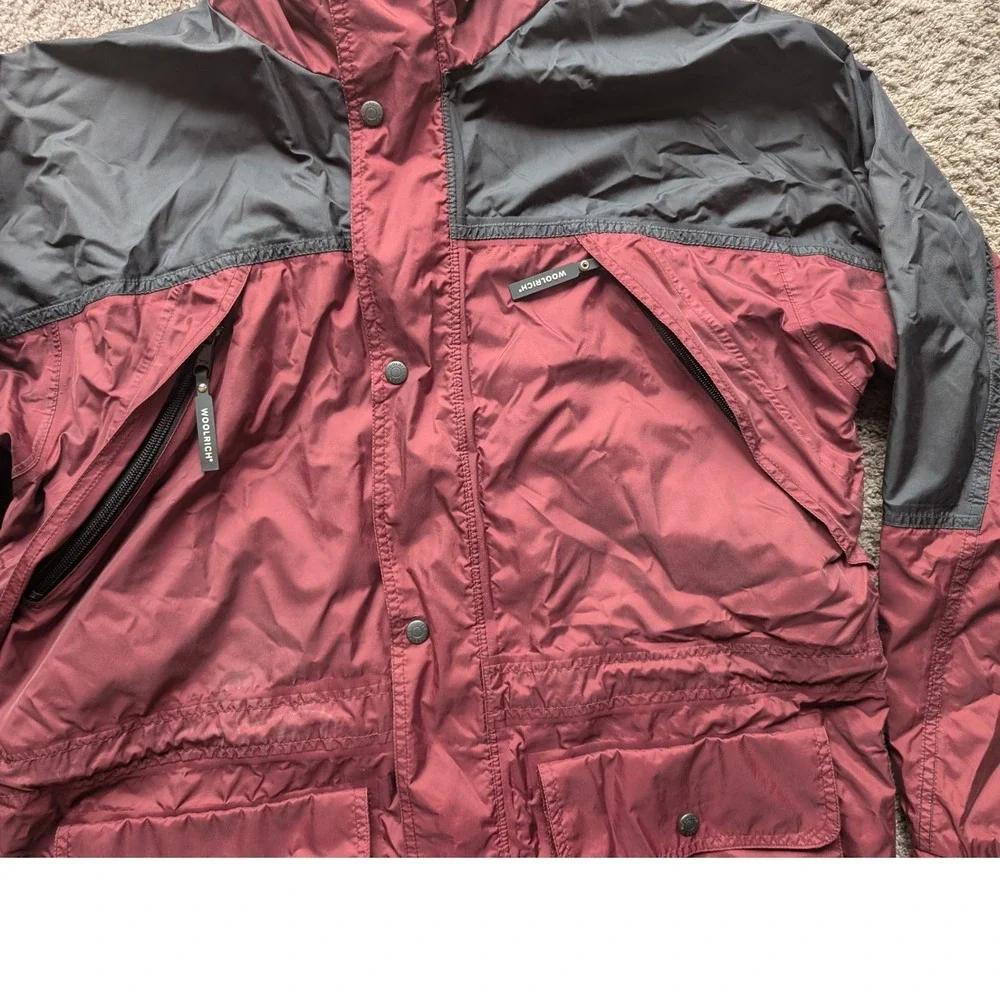 Vintage Woolrich Colorblock Windbreaker Set – Maroon‎ & Black Large Gorpcore